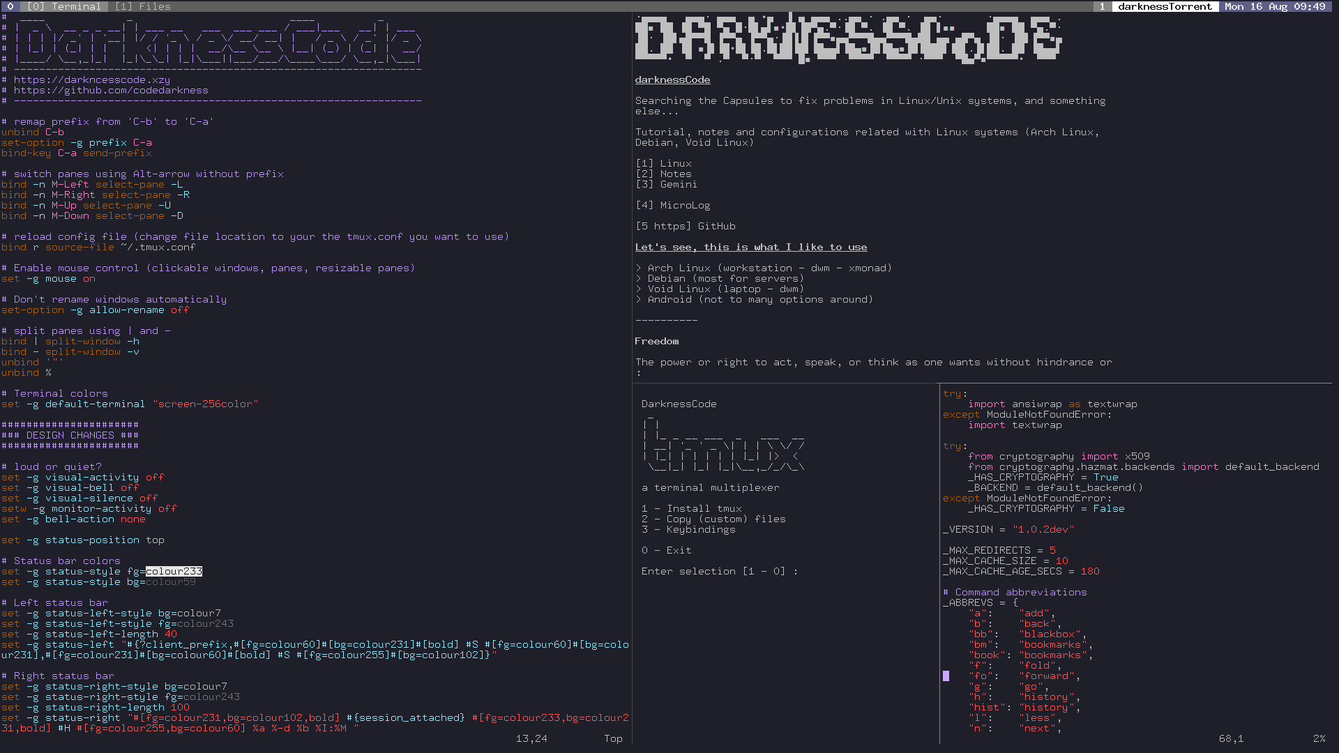 tmux - darknesscode